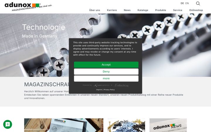Screenshot of adunox.com