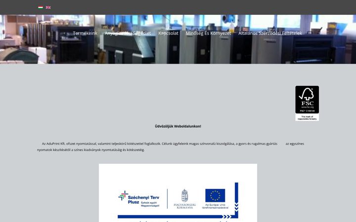 Screenshot ta' aduprint.hu