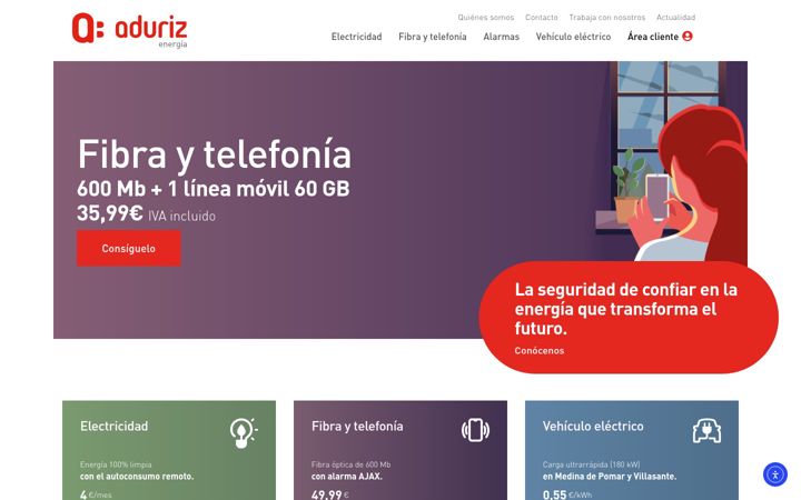 Екранна снимка на adurizenergia.es