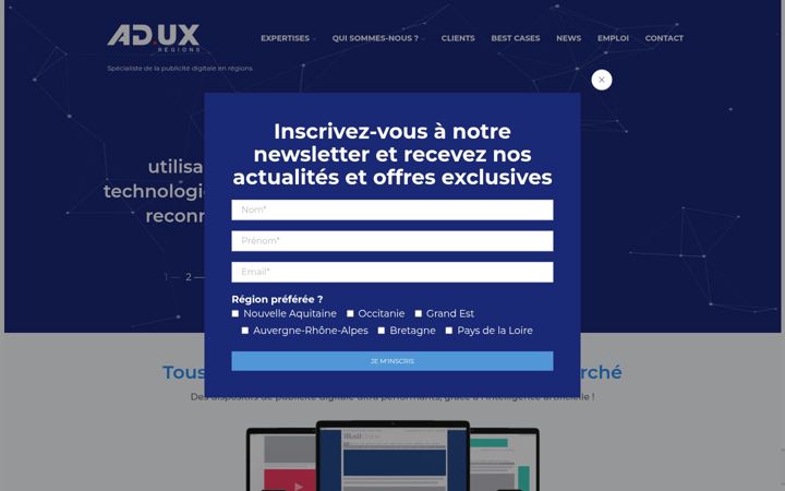 Screenshot of adux-regions.fr