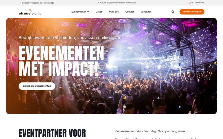Screenshot of advance-events.nl