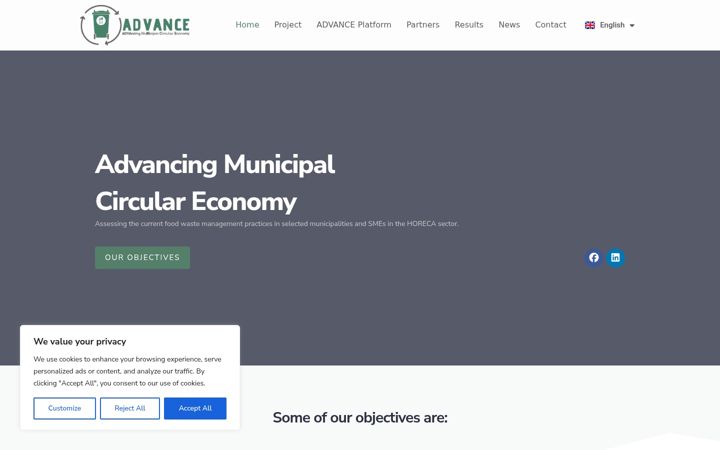 Snímek obrazovky advance-foodwaste.eu
