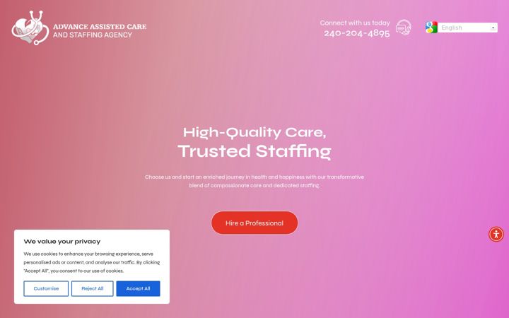 Screenshot of advancecareandstaffing.com