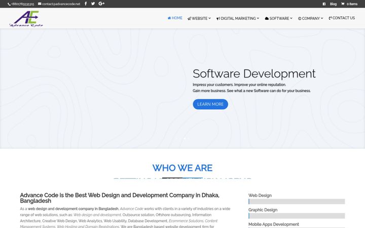 Snimka zaslona za advancecode.net