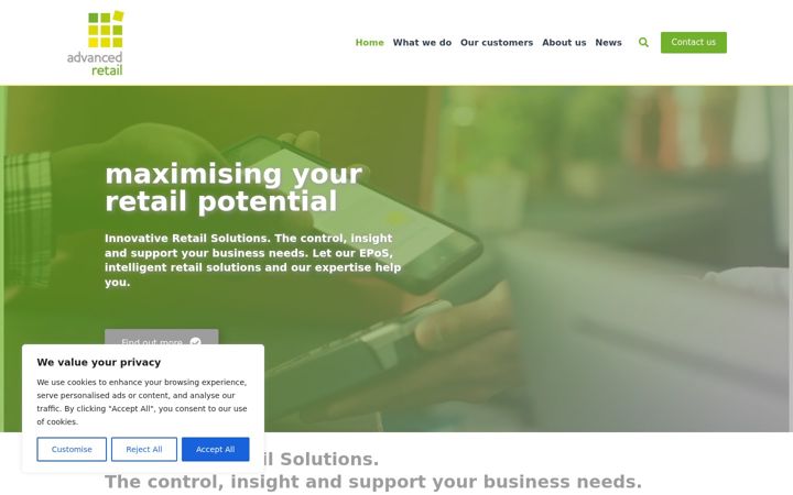 Snimka zaslona za advanced-retail.co.uk