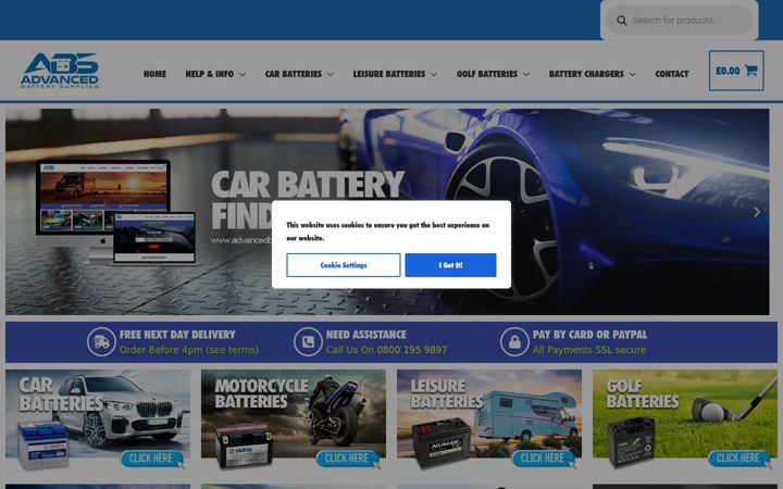 Screenshot of advancedbatterysupplies.co.uk