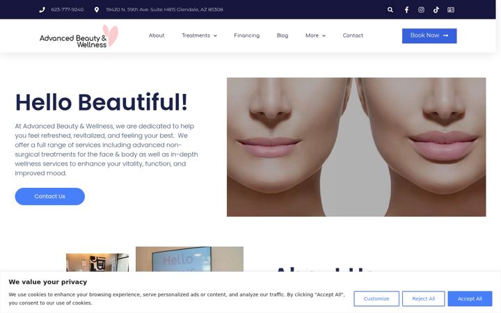 Екранна снимка на advancedbeautywell.com