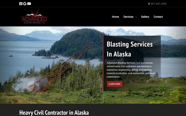 Screenshot of advancedblastingak.com