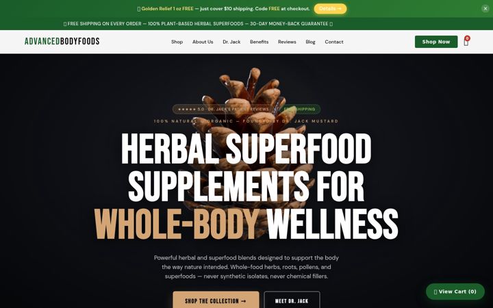 Screenshot of advancedbodyfoods.com