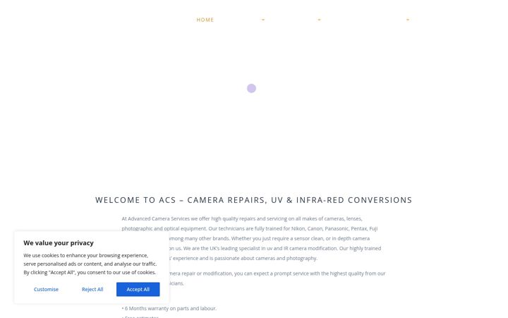 Screenshot of advancedcameraservices.co.uk