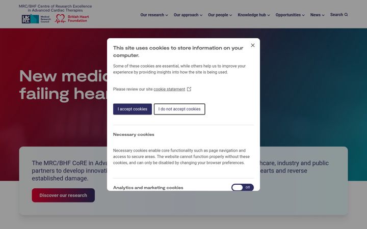 Screenshot of advancedcardiactherapies.ac.uk