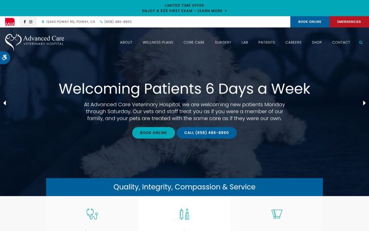 Screenshot of advancedcarevet.com
