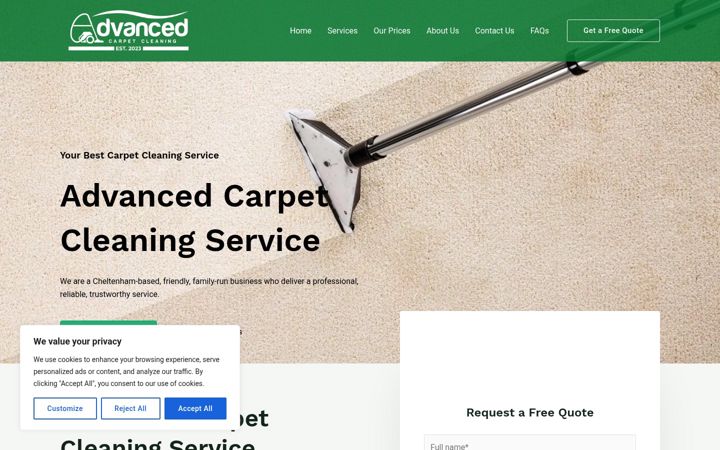 Screenshot of advancedcarpetcleaning.co.uk