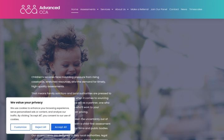 Skærmbillede af advancedcca.co.uk
