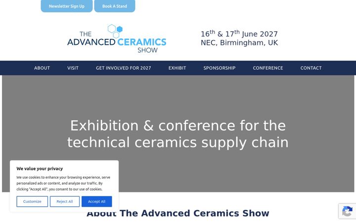 Screenshot of advancedceramicsshow.com
