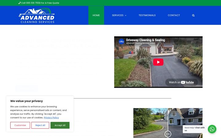 Screenshot of advancedcleaningservices.ie