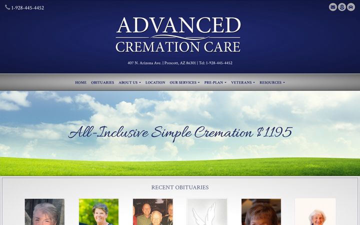Screenshot of advancedcremationcare.com
