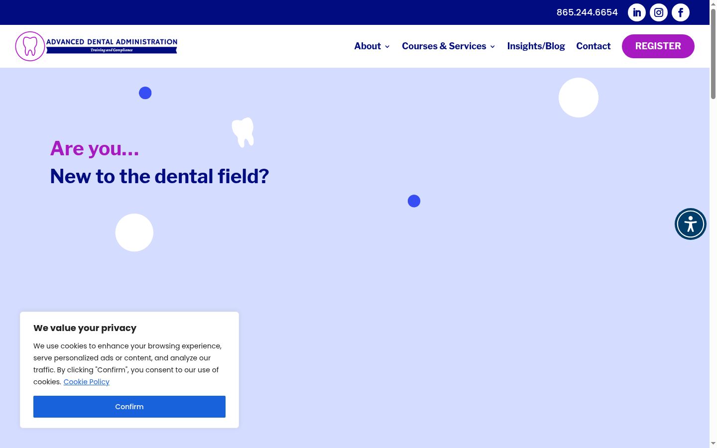 Screenshot del banner di consenso mostrato prima di qualsiasi interazione