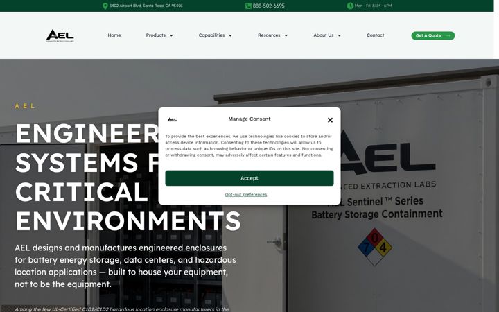 Screenshot of advancedextractionlabs.com
