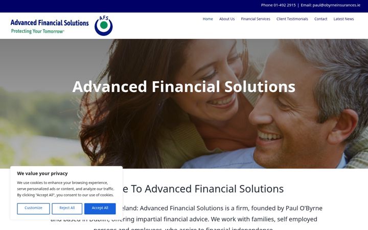 Zrzut ekranu advancedfinancialsolutions.ie