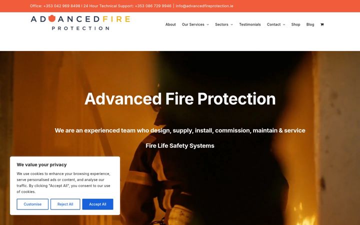 Screenshot of advancedfireprotection.ie