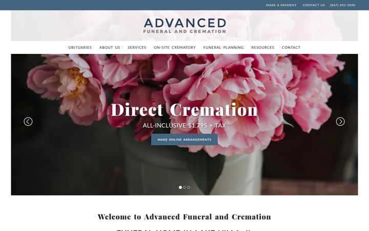 Screenshot of advancedfuneralandcremation.com