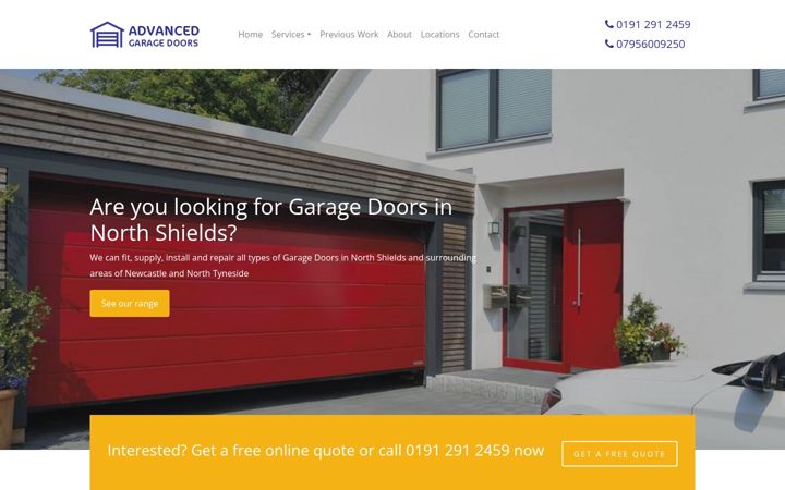 Screenshot of advancedgaragedoorsnewcastle.co.uk