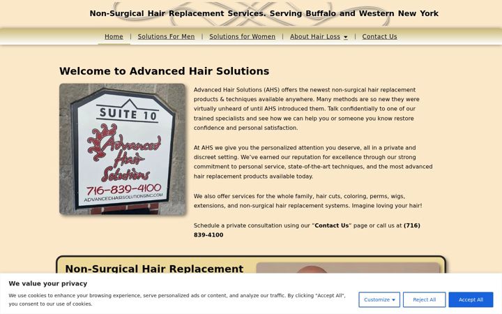 Skjámynd af advancedhairsolutionsinc.com