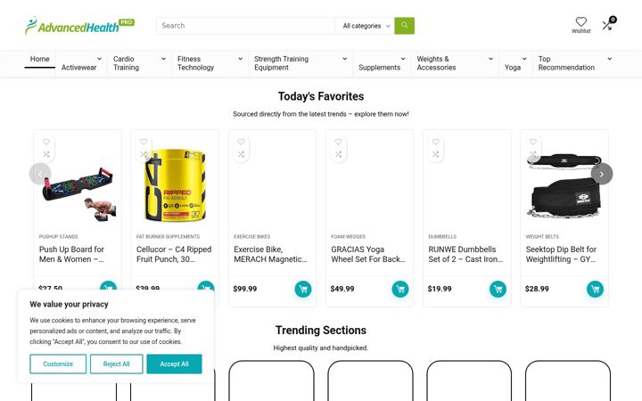 Kuvakaappaus sivustosta advancedhealthpro.com