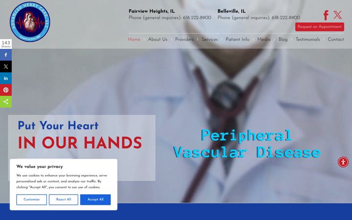 Kuvakaappaus sivustosta advancedheartcaregroup.com