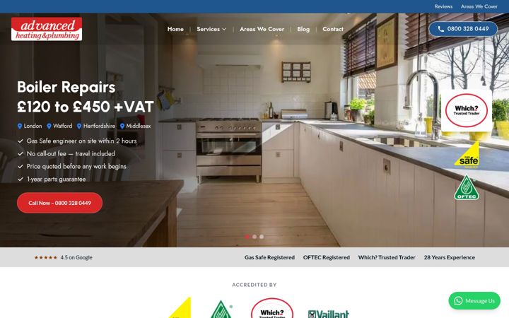 Screenshot of advancedheatingplumbing.co.uk