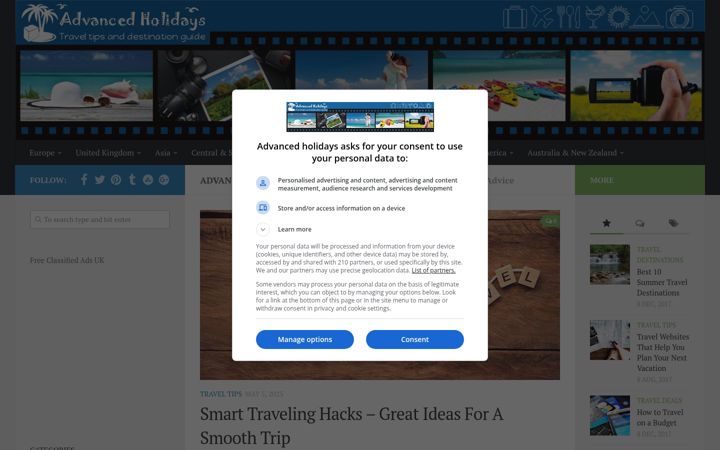 Screenshot of advancedholidays.com