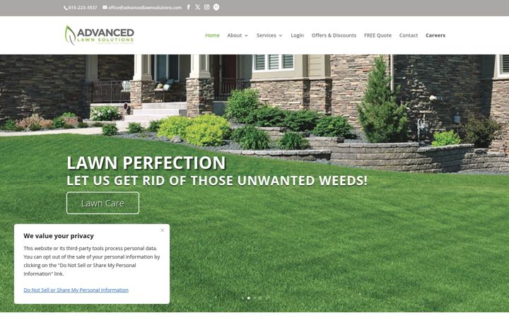 Kuvakaappaus sivustosta advancedlawnsolutions.com