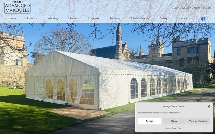 Screenshot of advancedmarquees.com