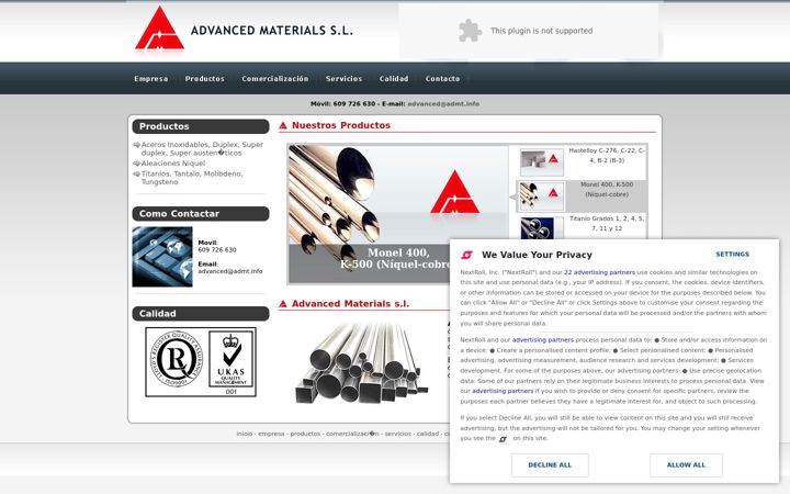 Screenshot of advancedmaterials.es