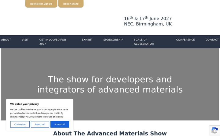 Screenshot ta' advancedmaterialsshow.com