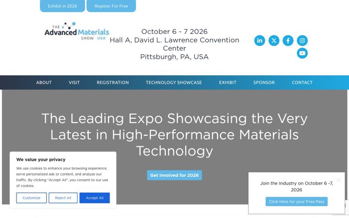 Screenshot of advancedmaterialsshowusa.com