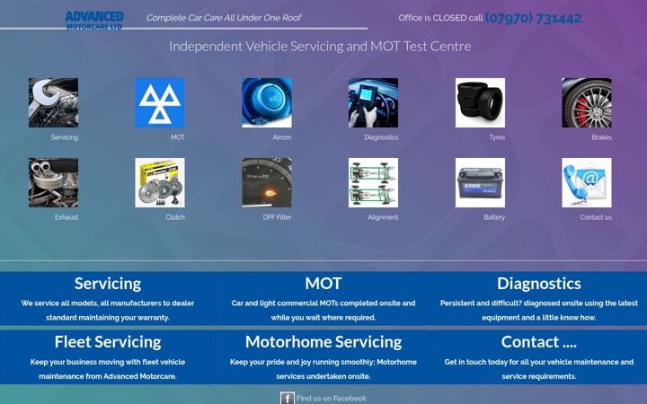 Screenshot of advancedmotorcare.co.uk
