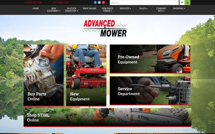 Screenshot ta' advancedmower.com