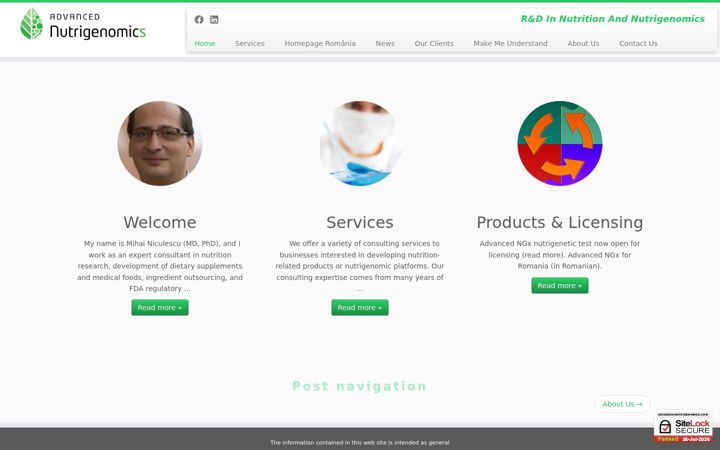 Screenshot of advancednutrigenomics.com