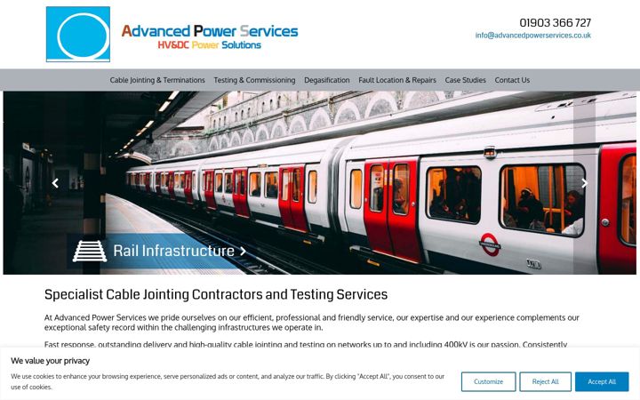Screenshot of advancedpowerservices.co.uk