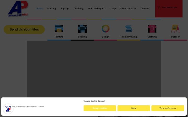Screenshot of advancedprintsurrey.co.uk