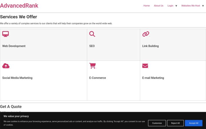Screenshot ta' advancedrank.com