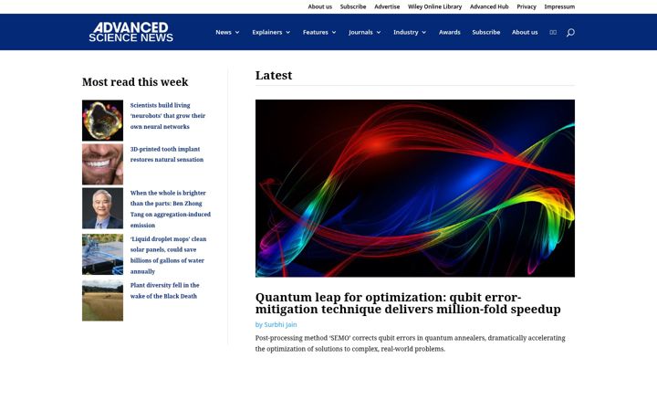 Screenshot of advancedsciencenews.com