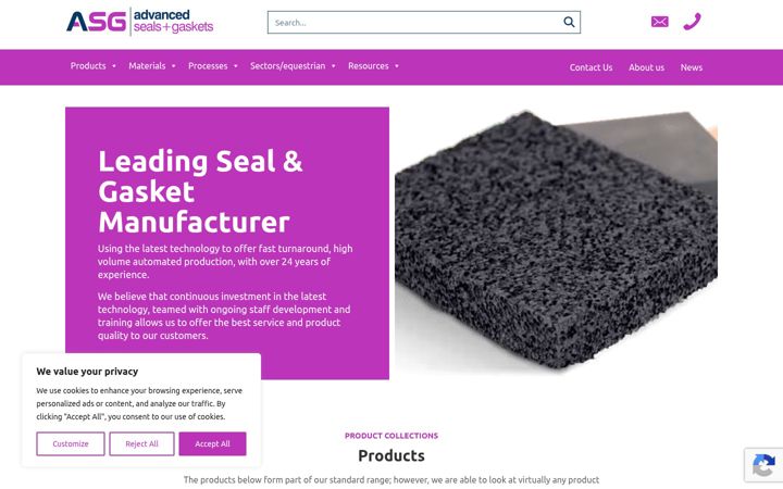 Екранна снимка на advancedseals.co.uk