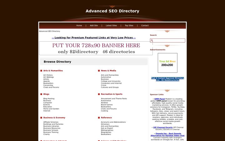 Screenshot of advancedseodirectory.com