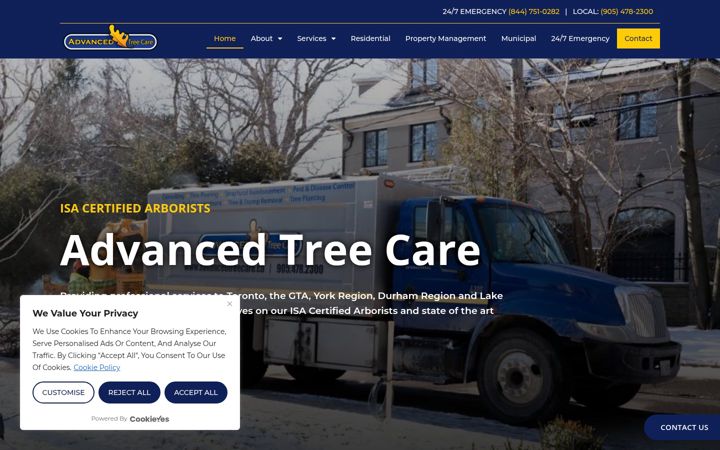 Екранна снимка на advancedtreecare.ca