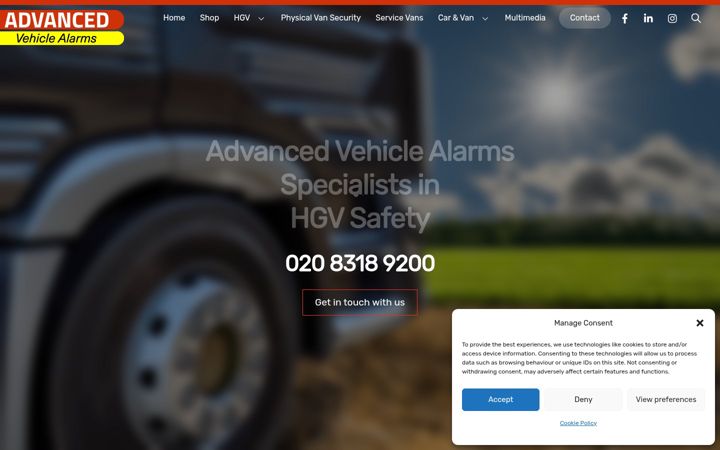 Screenshot ta' advancedvehiclealarms.co.uk