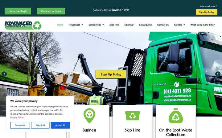 Screenshot of advancedwaste.ie