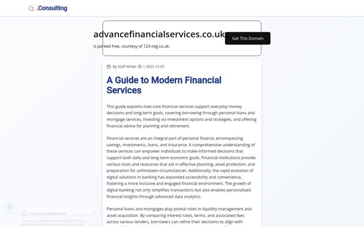Screenshot ta' advancefinancialservices.co.uk